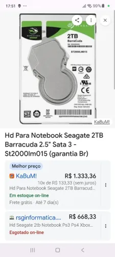 Vende se HDs 2 terás notebook e Pc marca barruda