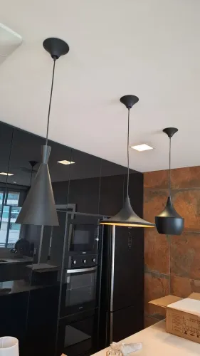 Conjunto pendentes iluminação preto 3 peças