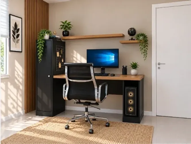 Estação Top Work Best Office 4 Tomadas. L150cm x P55cm x A134cm