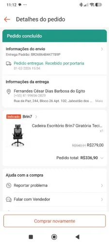 Vendo cadeira de escritório na caixa