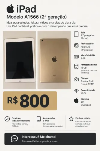 Tablet iPad 2ª Geração A1566 16GB Wi-Fi Dourado