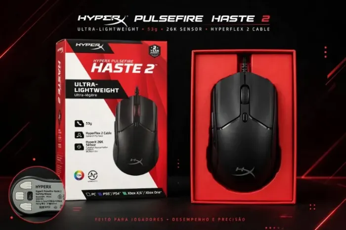 Mouse Gamer HyperX Pulsefire Haste 2 - 53g Ultra Leve - Sensor 26K