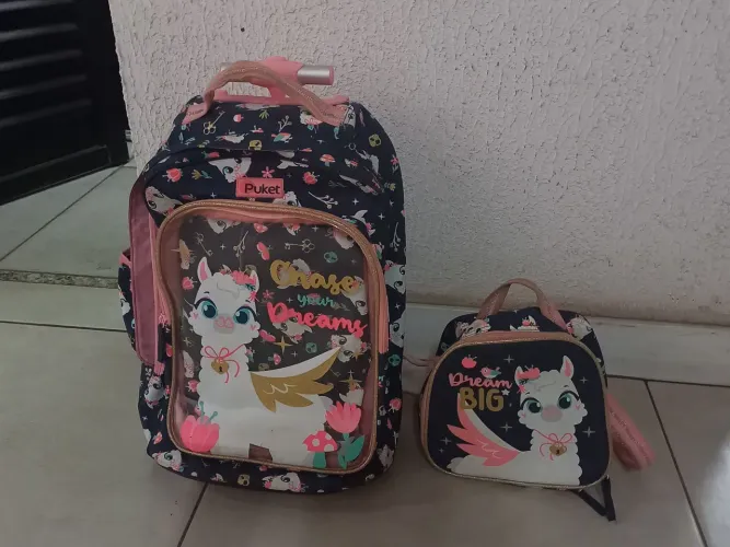 Mochila infantil usada com rodinhas marca PUKET