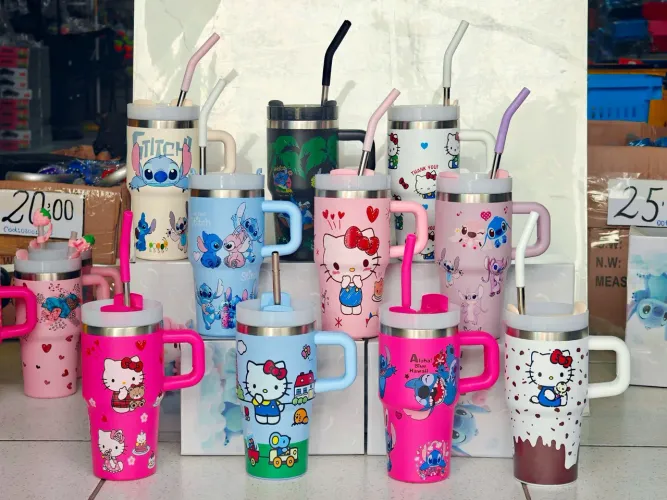 Garrafa térmica Stich 600ml com canudo - entrega em slz e região 