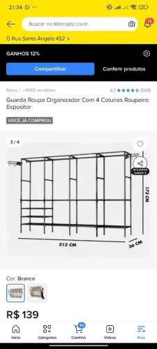 Guarda roupa organizador