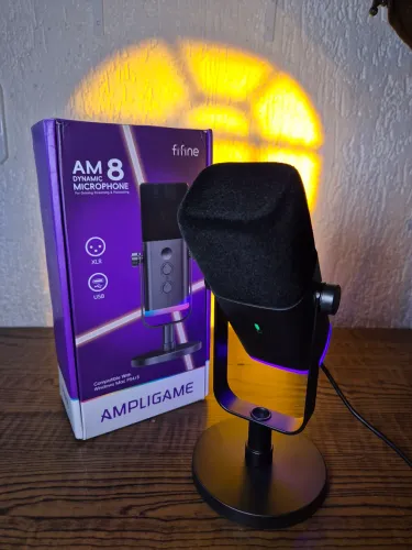 ?Microfone Fifine AM8 Dinâmico Gamer Novo Lacrado RGB USB/XLR