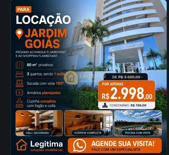 apartamento para locação, Jardim Goiás, Goiânia, GO