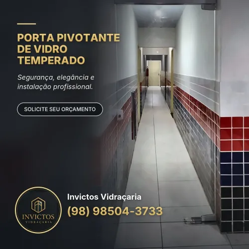 Porta pivotante de vidro temperado - até 10x cartão!