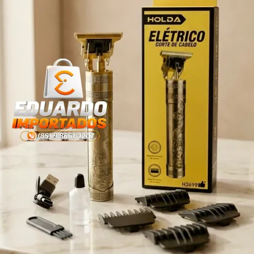 Máquina de Cortar Cabelo e Barba Elétrica Profissional Recarregável - Holda