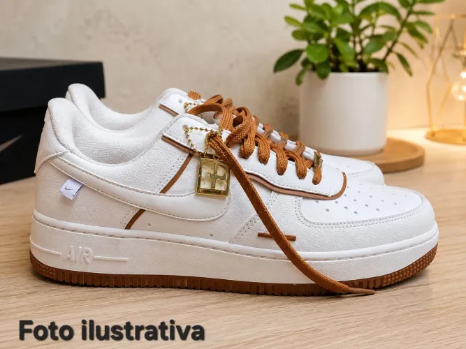 Tênis Casual Branco e Marrom - Novo, Nunca Usado