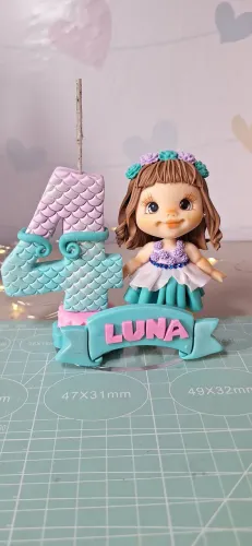 Vela princesa sereia em biscuit 