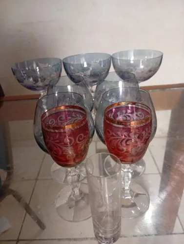 Lote de Taças de Cristal Lapidado Antigo - Linha Catalogada / Marcada (Ref. CK)