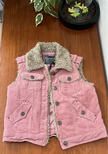 Colete Gangirl veludo em cor rosa