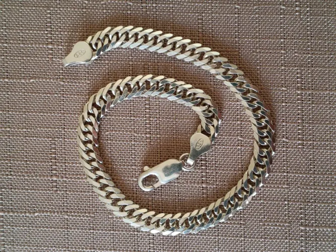 Pulseira prata 925 grumete duplo 6mm 21cm
