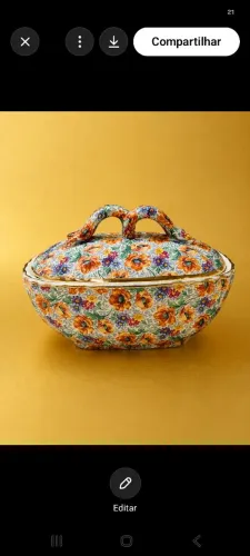 BOMBONIER DE PORCELANA COM ESTAMPA DE FLORES ANTIGO - MAUA