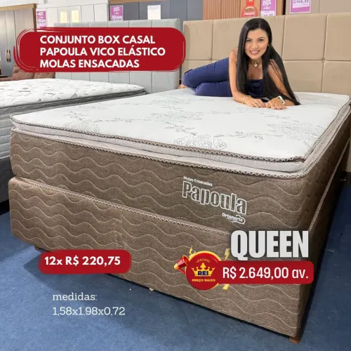 PROMOÇÃO URGENTE - Cama QUEEN com MOLAS ENSACADAS e Visco Elástico Papoula 12x R$220,75