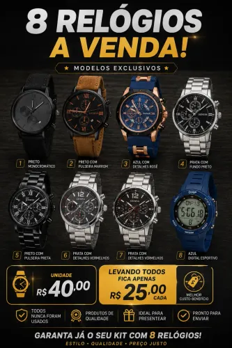 8 relógios masculino - oportunidade 