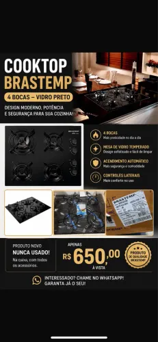 Fogão cook top 4 bocas Brastemp