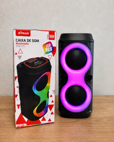 Caixa de Som Bluetooth Potente com LED RGB - Nova