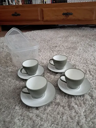 Jogo de Xícara de Plástico de Café 110 ml com Pires Duo 360°