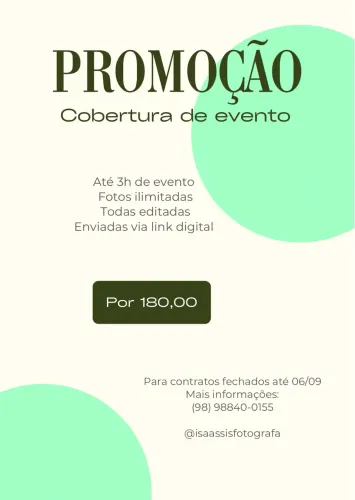 Promoção cobertura fotográfica 