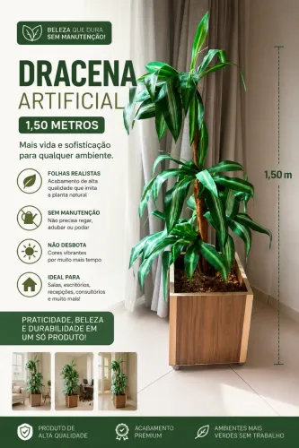 Planta Artificial - Dracena - 1,50 com cachepô
