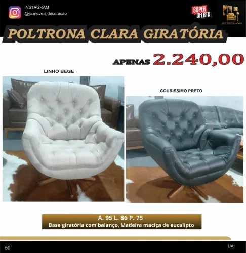 POLTRONA CLARA PÉS GIRATÓRIO