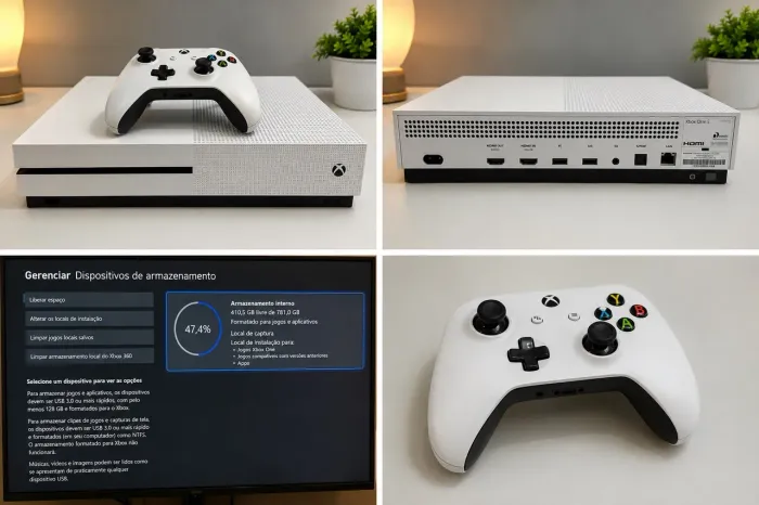Xbox One S 1TB Branco + Controle Original Muito Conservado