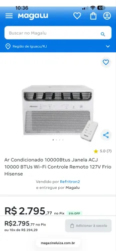 ar condicionado HISENSE, 10 mil BTU, programação wifi, 6 meses de uso * zap