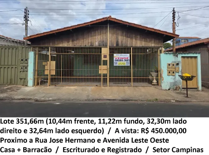 Leia a descrição: Lote 351,66m (Proximo a Rua Jose Hermano e Avenida Leste Oeste) Setor Ca