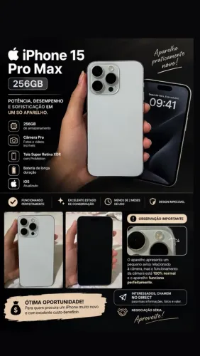 iPhone 15 pro max 256gb branco - leia a legenda