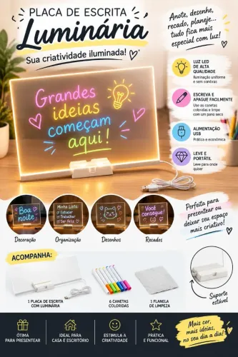 Lousa mágica led 20cmx20cm