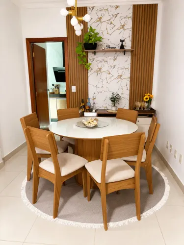 Mesa de Jantar Redonda com 6 Cadeiras 