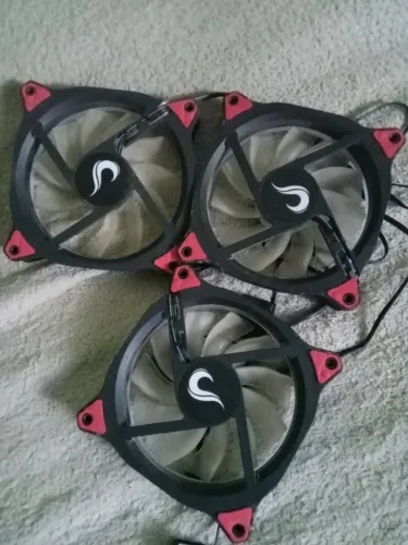 Kit 3 Fans Rise Mode Galaxy 120mm LED Vermelho + Parafusos