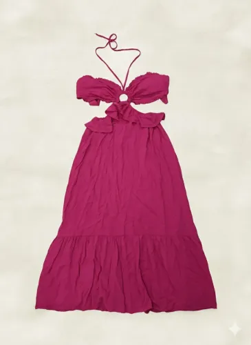 Vestido rosa longo- usado uma vez- TAM único