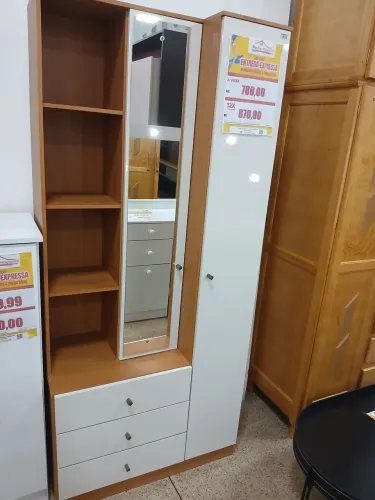 ARMÁRIO MULTIUSO DOHA 2 PORTAS E 3 GAVETAS COM ESPELHO MOVEIS HENN