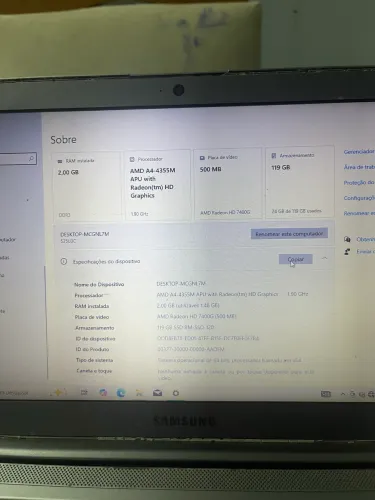 Notebook Samsung 