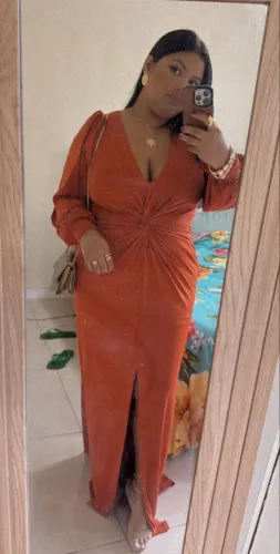 Vestido de festa terracota