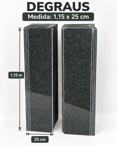 DEGRAUS DE GRANITO POLIDO - 1,15 m × 25 cm