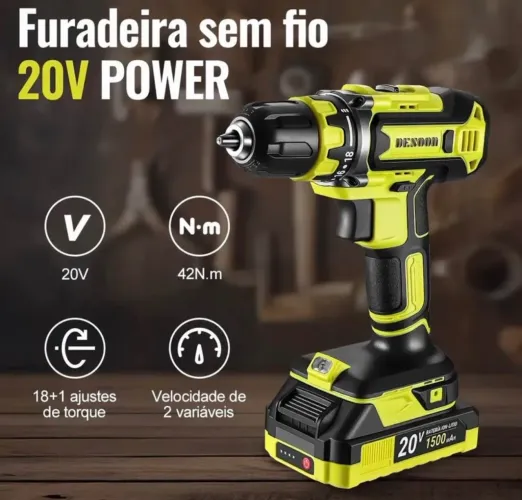 Título do Anúncio Parafusadeira e Furadeira Sem Fio 20V Denoor -