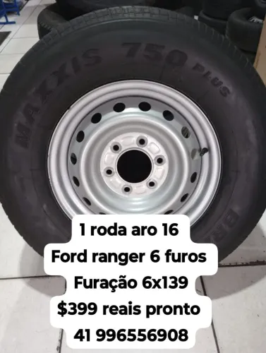 Roda estepe aro 16 furação 6x139 S10 blazer frontier Hilux l200 ranger roda e pneu pronto 