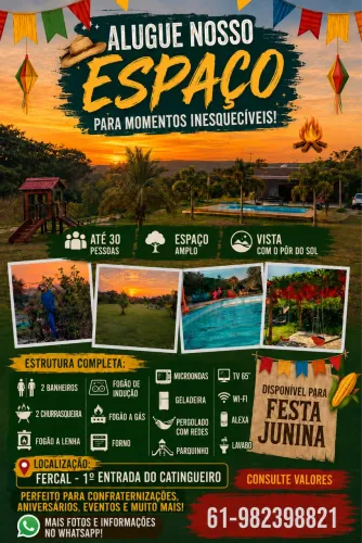     Aluguel de Chácara Completa, O Espaço Perfeito Para Sua Festa NA FERCAL!