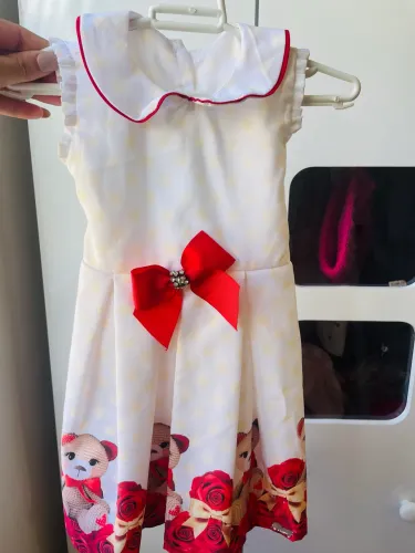 Vestido infantil bebê ursinho 1 ano 