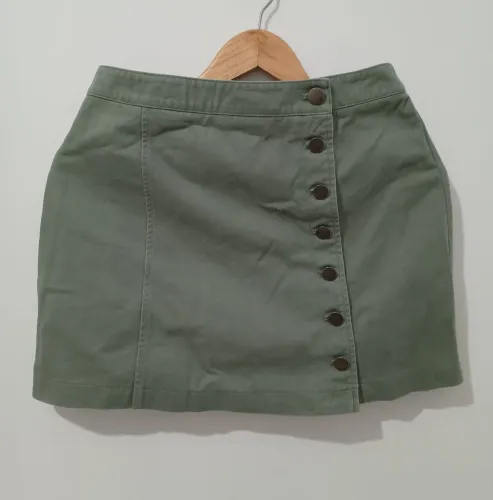 Saia Verde Militar Sarja Forever 21 Tamanho P