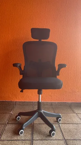 Cadeira Escritório Ergonômica Presidente Com Suporte Lombar Preto Malha