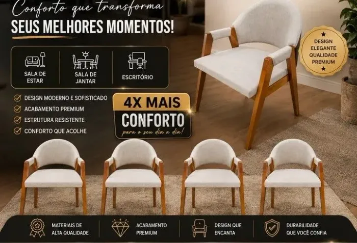 Cadeira eucalipto modelo luna direito da fábrica