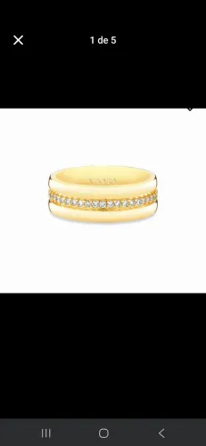 Aliança vivara ouro amarelo 18k com diamantes tamanho 18