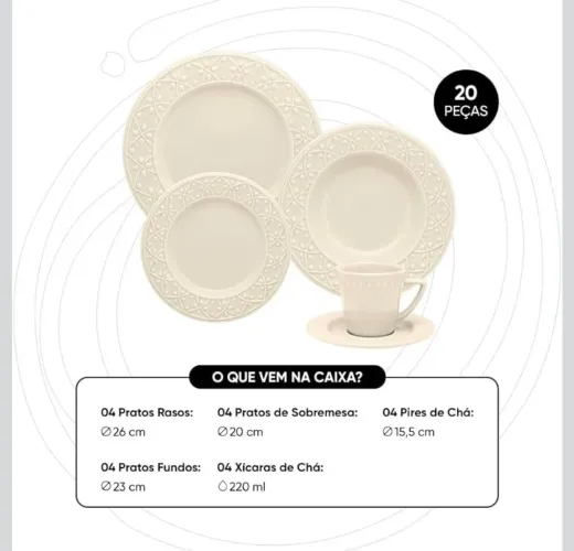 Conjunto aparelho de jantar 20 peças Oxford NOVO
