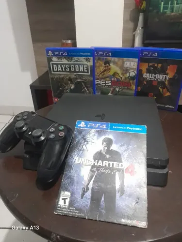 PlayStation 4 slim 1 tb + dualshock 4+ 4 jogos ps4