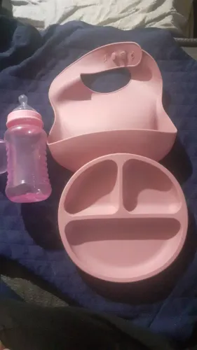 Kit mamadeira +pratinho+babados de silicone